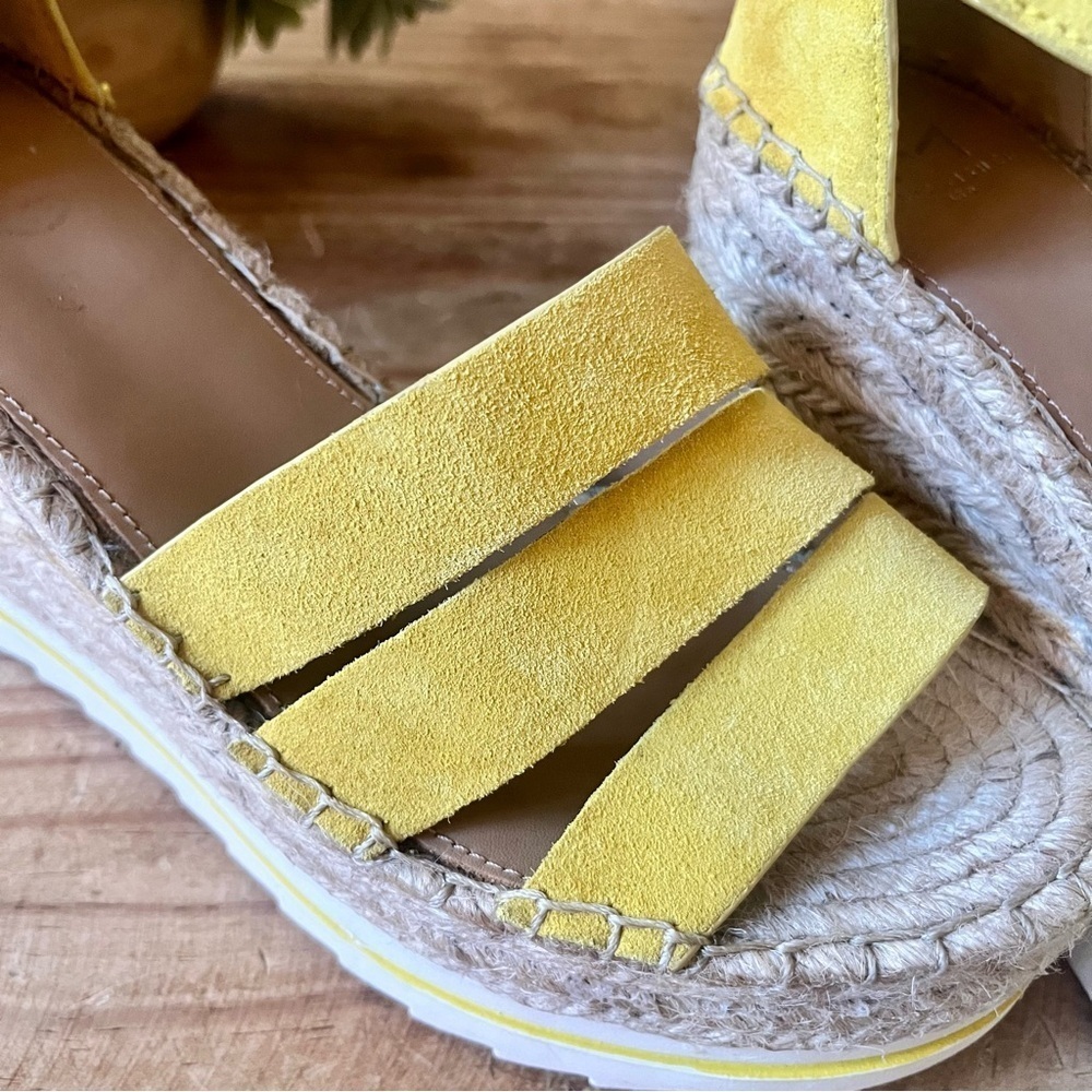 Marc Fisher Sammy Yellow Suede Espadrille Wedge Platform Sandel 9.5 NWOB - Picture 9 of 16
